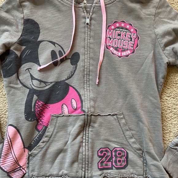 Disney Parks Mickey Mouse Zip Up lightweight hoodie sweatshirt youth sz Large - Picture 2 of 6